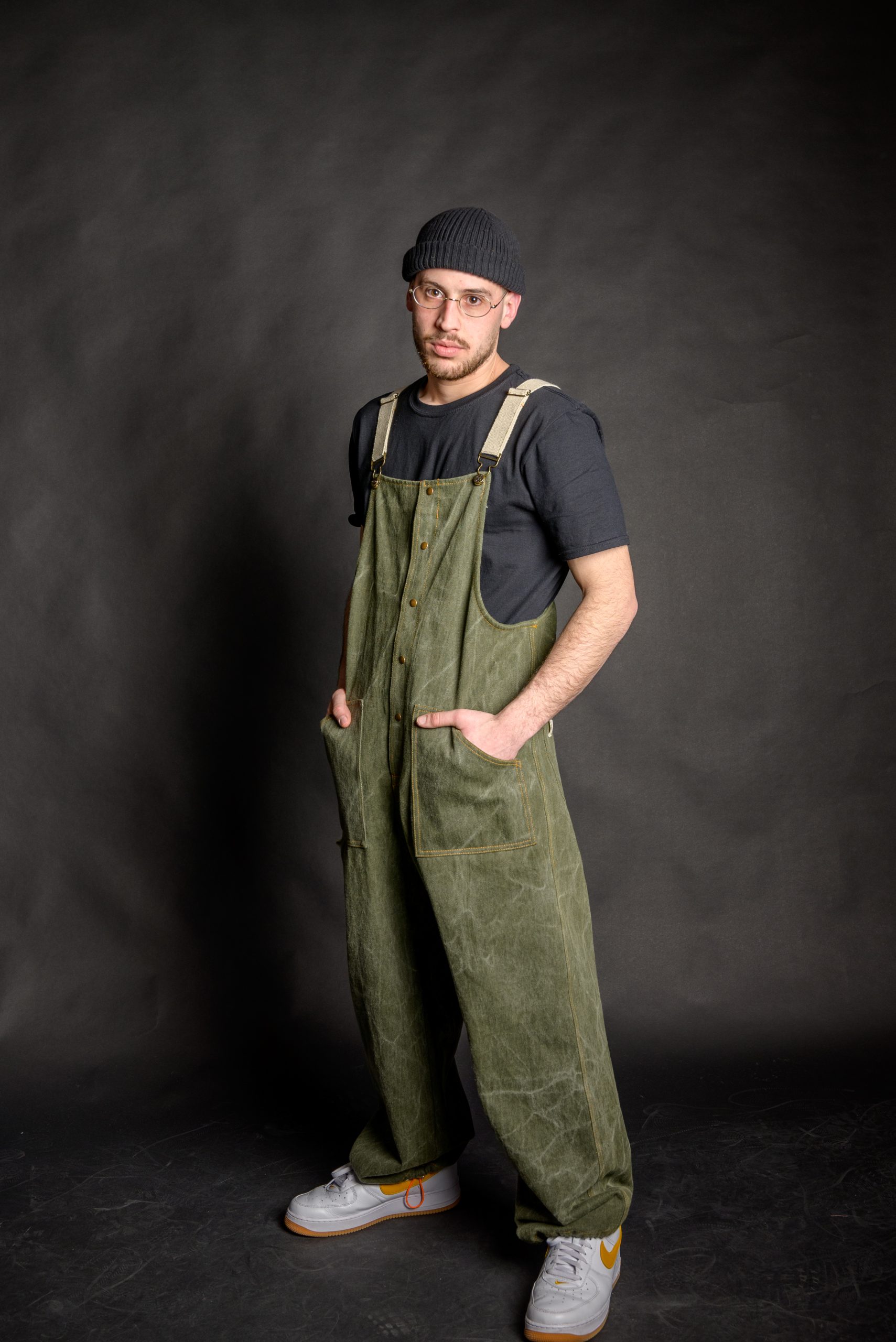 Green Denim Baggy Overalls