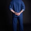 Comfortable personalized shirt, ideal to wear it all day long. Baker wearing his bakery clothes, made from medium weight and breathable blue denim fabric.