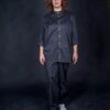 Work clothes that can be worn as street wear clothes as well. Woman wearing stylish workwear, made from durable black fabric.